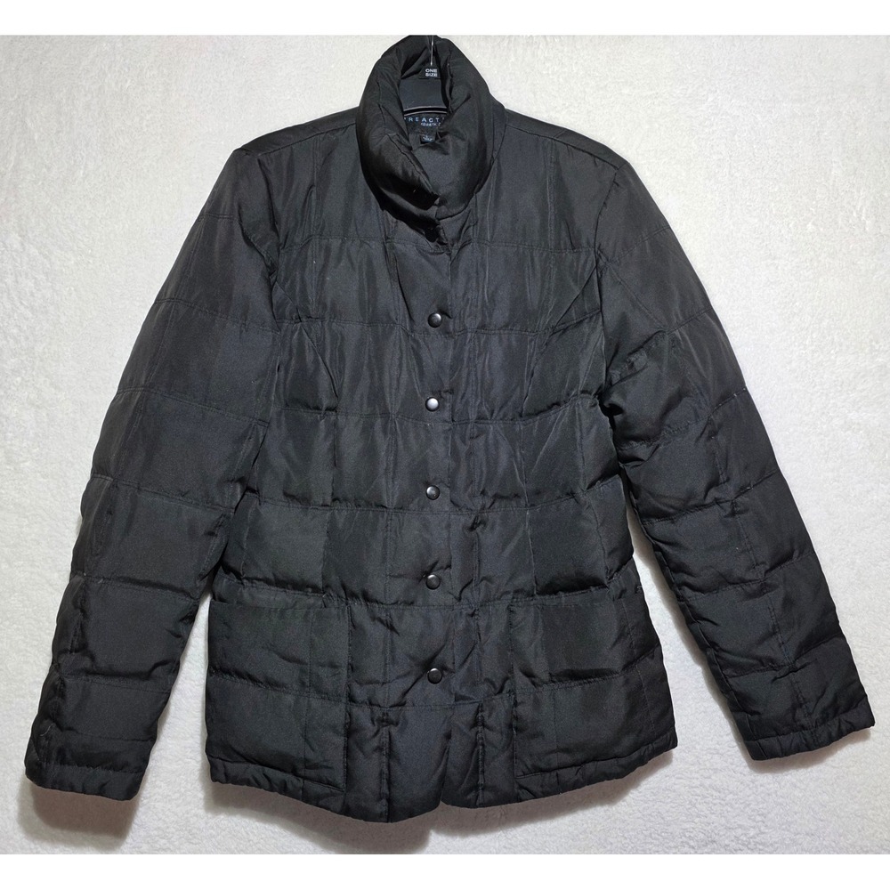 Kenneth Cole Reaction Men's Large Black Puffer Jacket Down Fill Grid Quilt